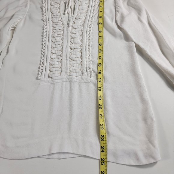 diane von furstenberg White Top Formal Work Wear Long Sleeve Peasant Tunic Sz 2. - Picture 5 of 6